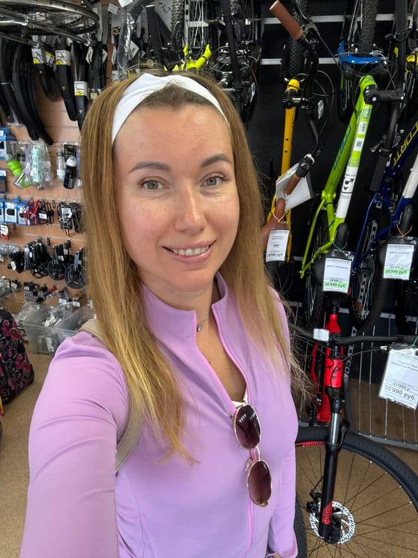Woman documents morning outing across bicycle shops, canals, parks