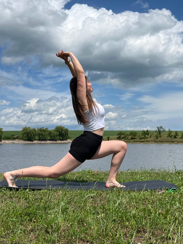 Morning yoga and fishing session by Ukrainian lake
