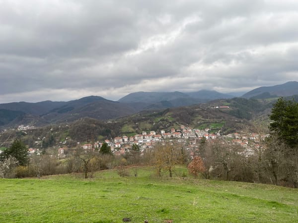 Overcast mountain views captured across Zlatograd valley Bulgaria