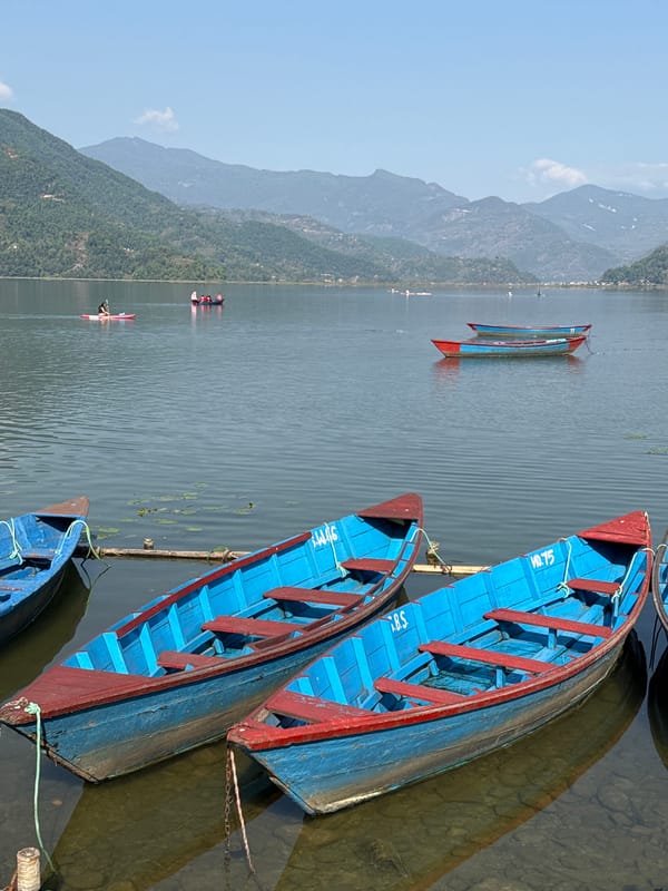 Early morning lake activity observed in Pokhara, Nepal