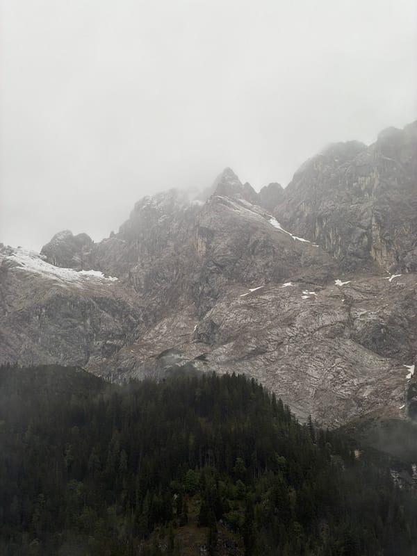 Misty morning conditions blanket Bavarian Alps near Grainau
