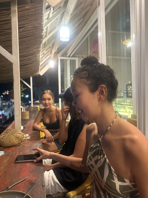 Women gather at outdoor restaurant in North Kuta