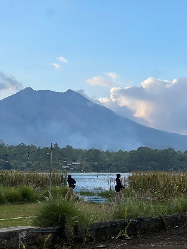Morning lakeside life captured in Kintamani, Indonesia