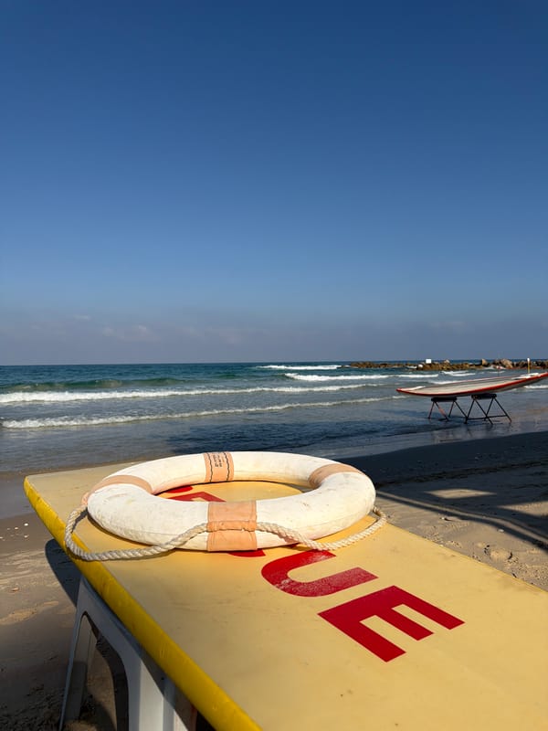 Sunny day on the Mediterranean shore at Bat Yam beach