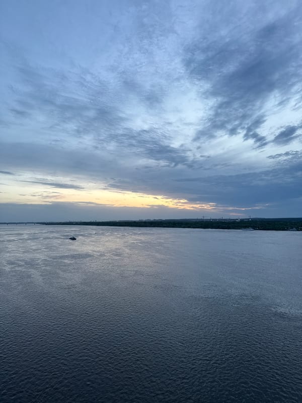 Tourist takes selfie video on Kama River bridge in Perm