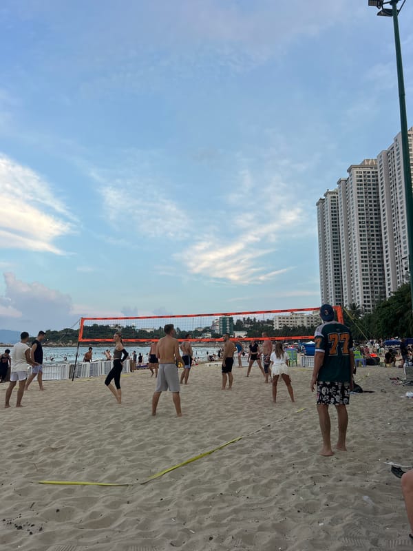 Beach volleyball match underway in Nha Trang, Vietnam