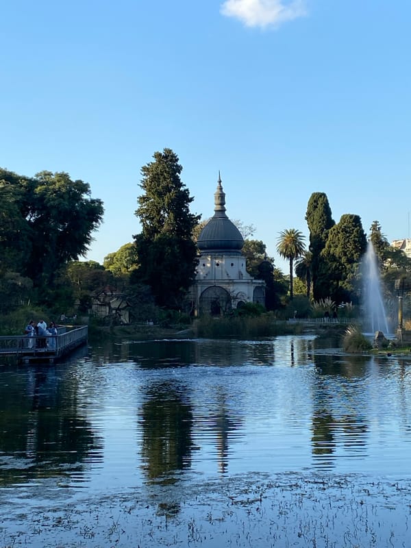 Evening park life documented across Buenos Aires landmarks