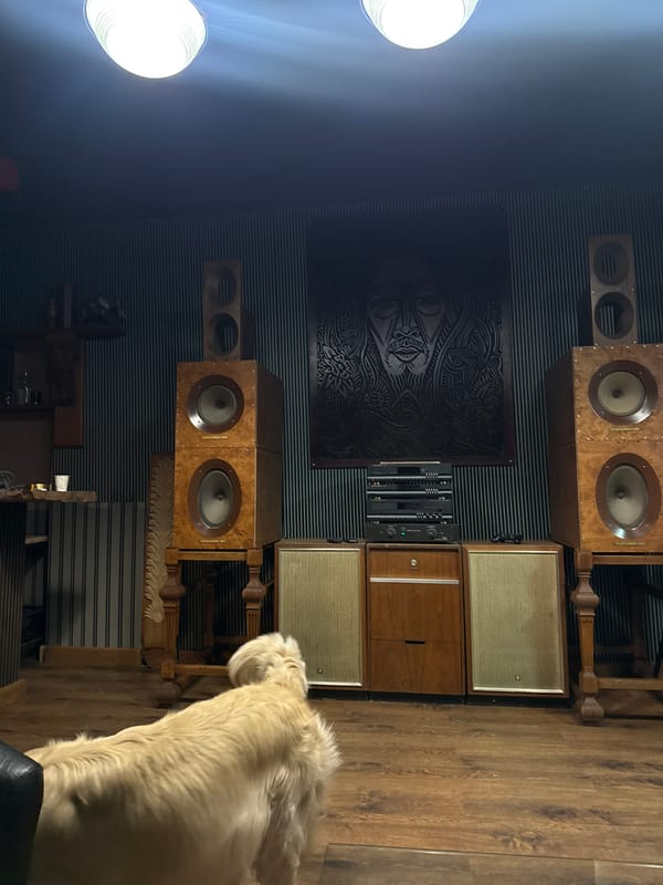 Evening home documentation captures audio setup and incense ritual