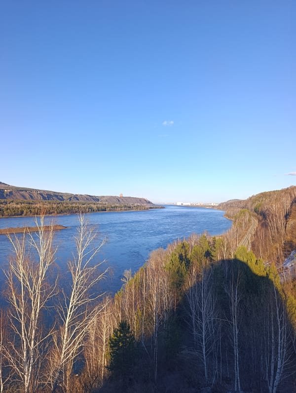 Spring river views documented along Yenisey in Krasnoyarsk
