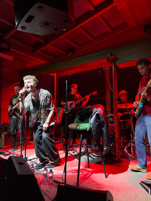 Band performs live set in Balashikha venue under red lights