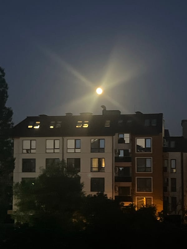 Moonlit Sofia: nighttime architecture and hillside construction
