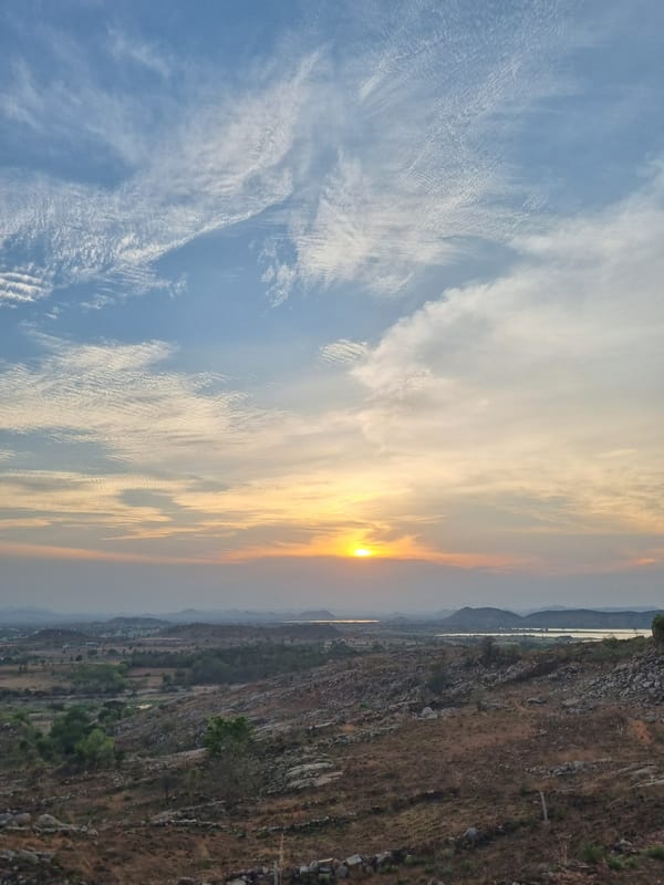 Sunset captured over Puttaparthi India from elevated viewpoints