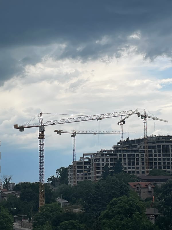 Storm clouds gather over Belgrade construction site