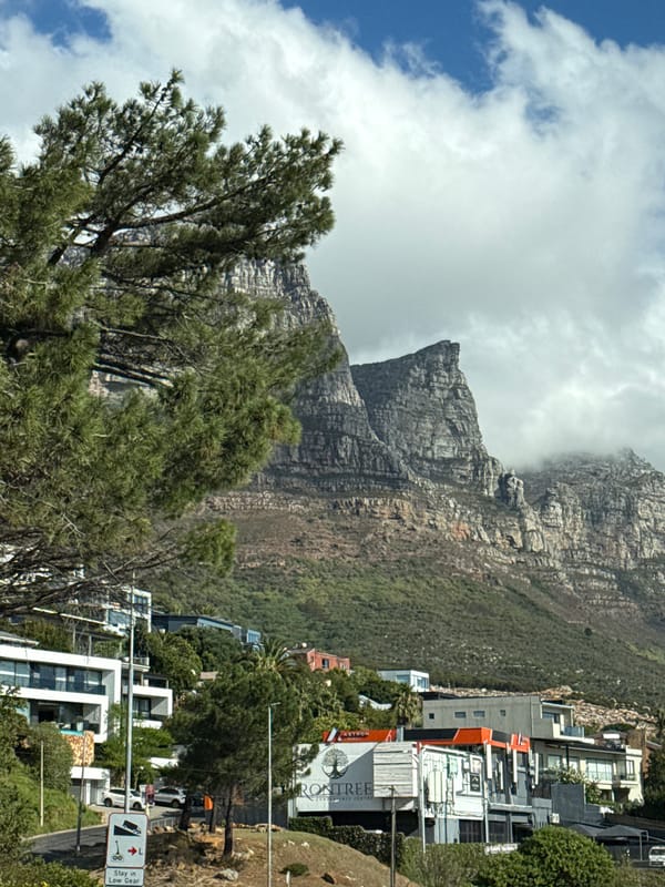 Table Mountain shrouded in clouds observed in Cape Town