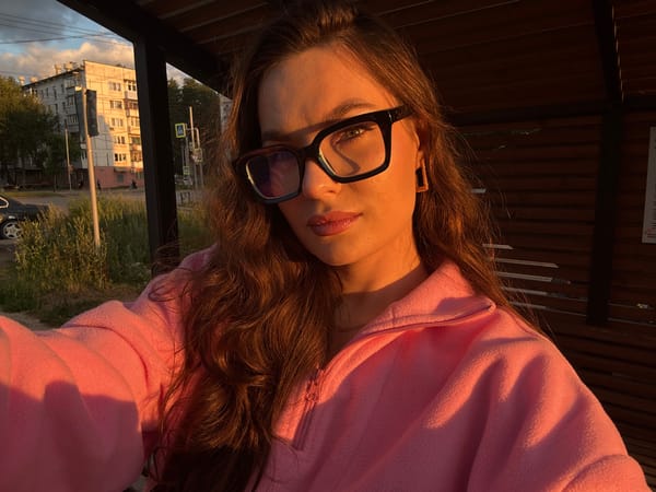 Pink jacket selfie session at sunset in Chaikovsky