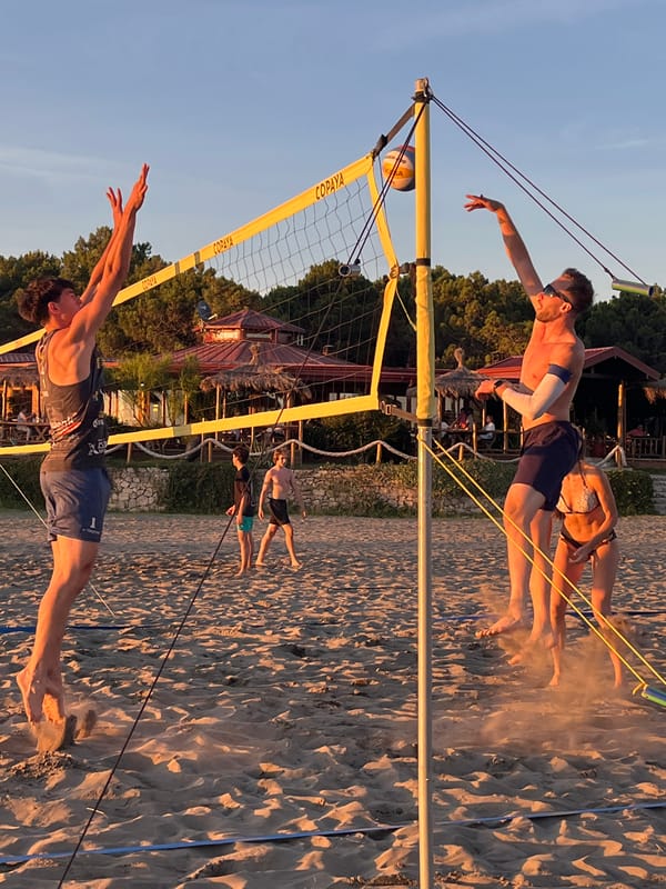 Beach volleyball and sunset scenes in Pistula, Montenegro