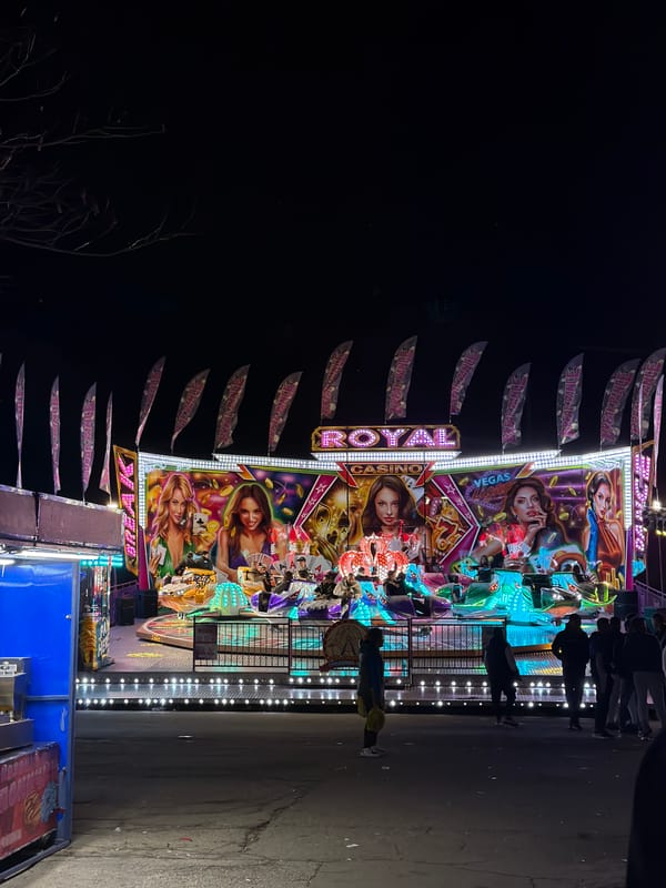 Casino-themed fairground ride draws crowds in Lovech, Bulgaria