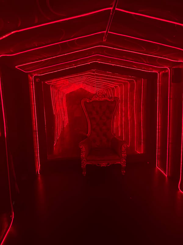 DJ performs with red laser show at North Kuta nightclub
