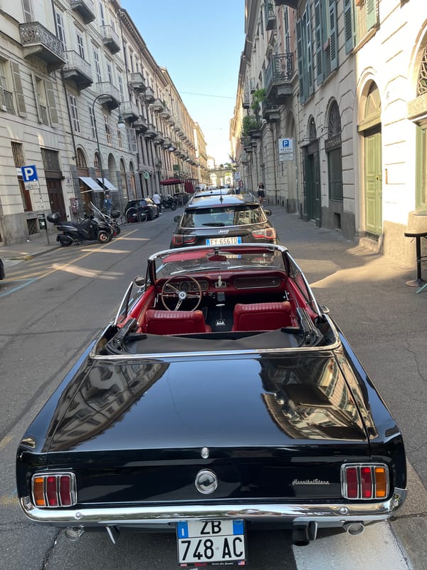Afternoon in Turin's historic cobblestone streets