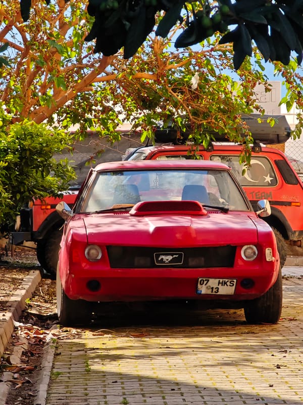 Two red vehicles spotted parked in Kumluca, Turkey