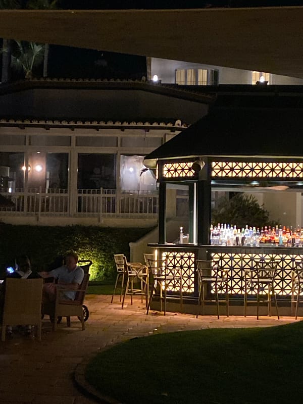 Estepona beachfront bar and outdoor dining, summer night