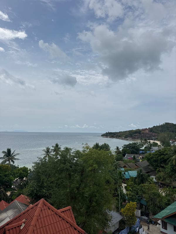 Morning restaurant balcony scenes captured in Thai coastal village