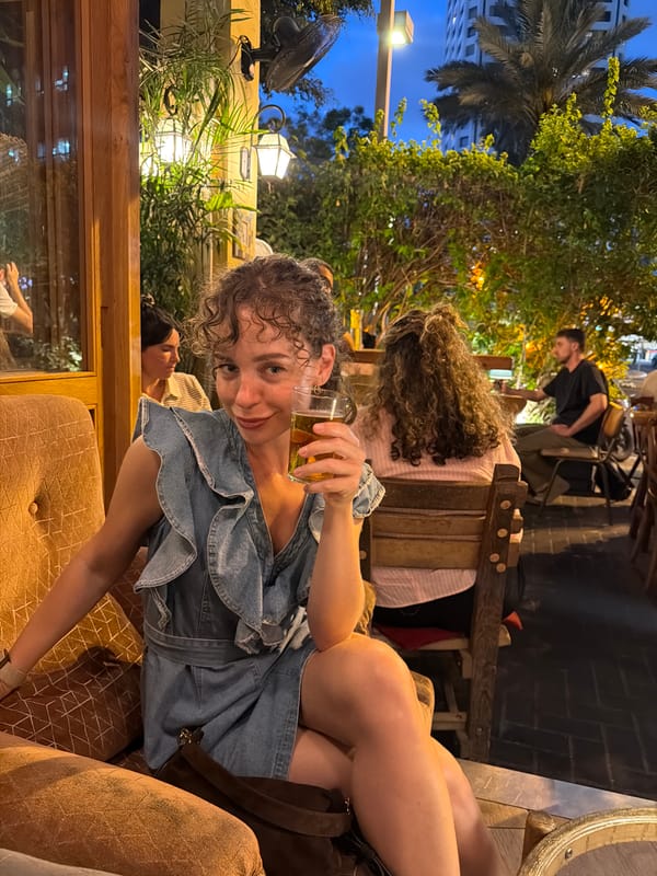 Drinks at a dimly lit Tel Aviv outdoor bar
