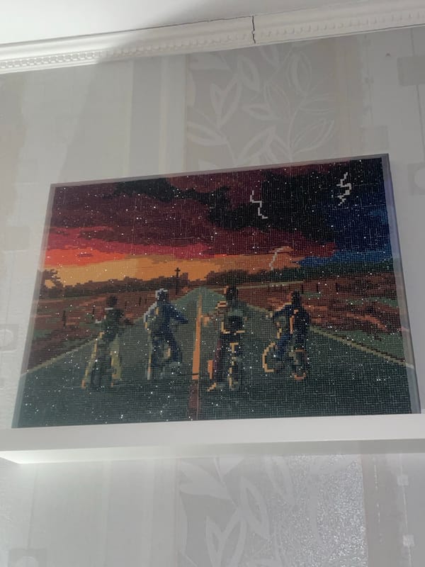 Diamond art painting of Saint Petersburg displayed indoors