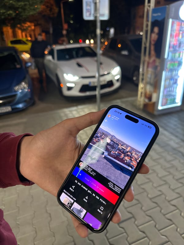 Person views social media on smartphone in Veliko Tarnovo