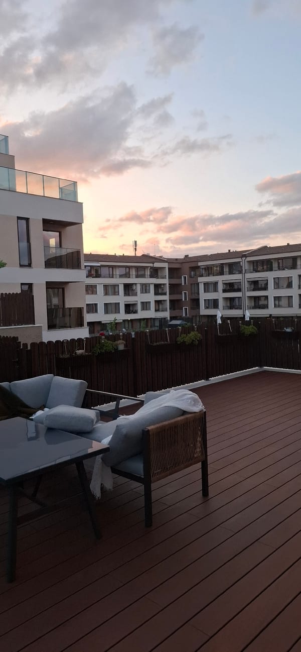 Sofia at dusk: rooftop views, Vitosha backdrop, construction underway