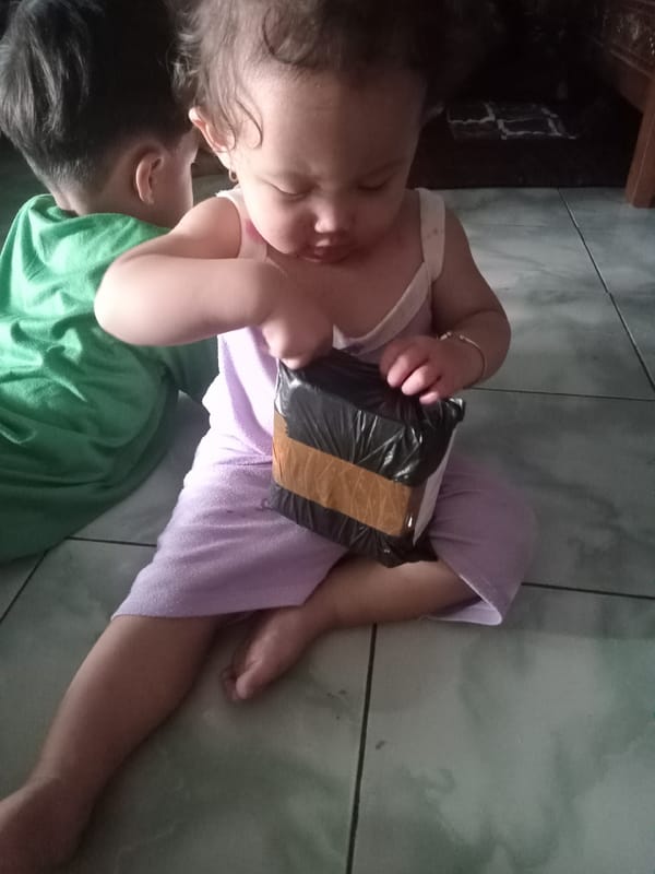 Morning family life documented in Indonesian village