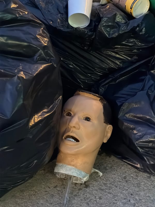Discarded mannequin head found among garbage bags in Montreal alley