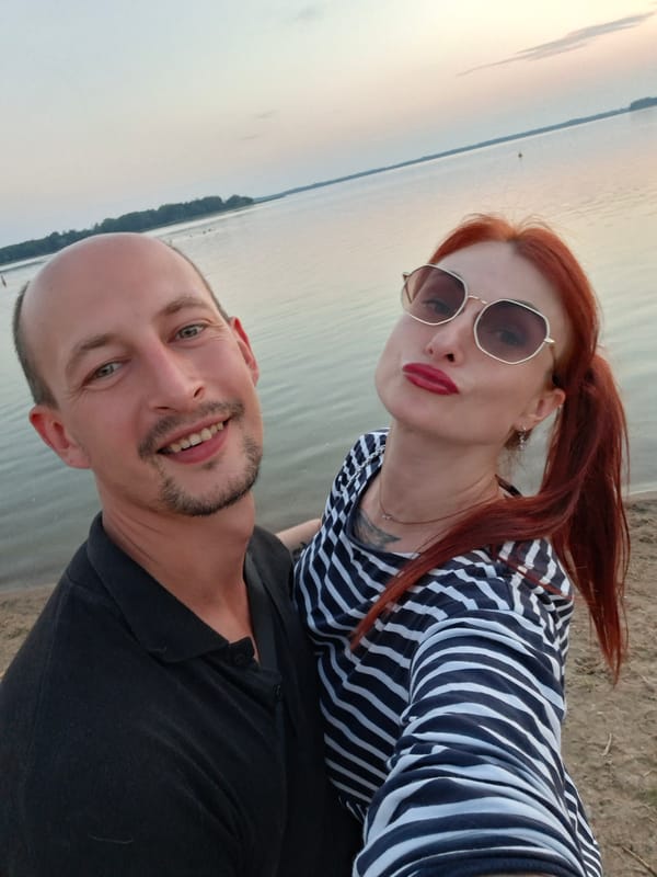 Lakeside selfies on the shores of Lake Myastro, Belarus
