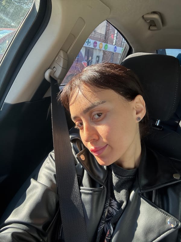 Woman in leather jacket spotted in car in Tbilisi
