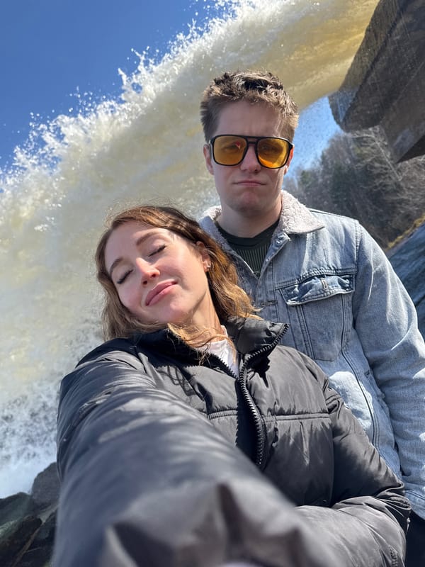 Couple Takes Selfies at Waterfall in Noviy, Russia