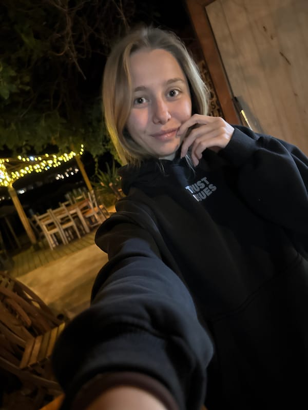 Evening at a lit-up outdoor bar in Tsarevo, Bulgaria