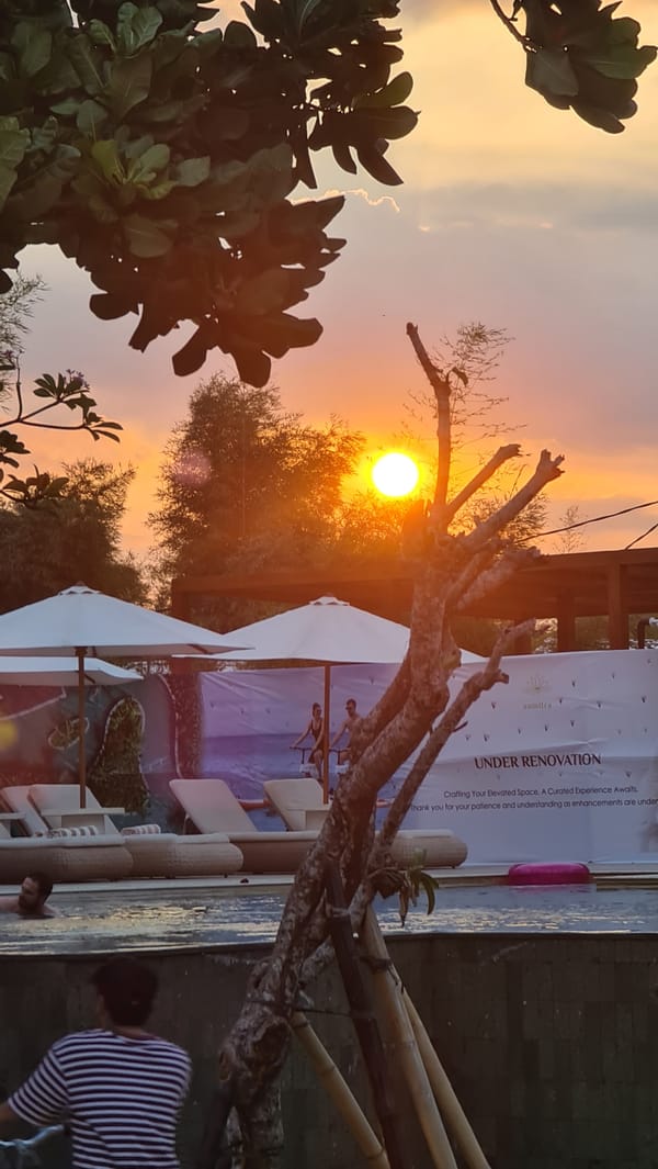 Sunset kite flying and beach life at Sanur, Bali