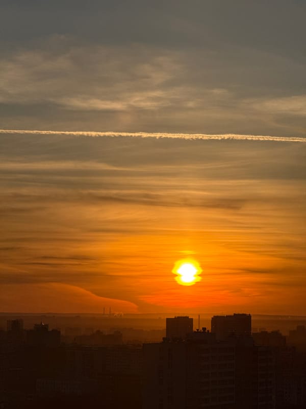 Dramatic sunrise captured over Perm, Russia urban landscape