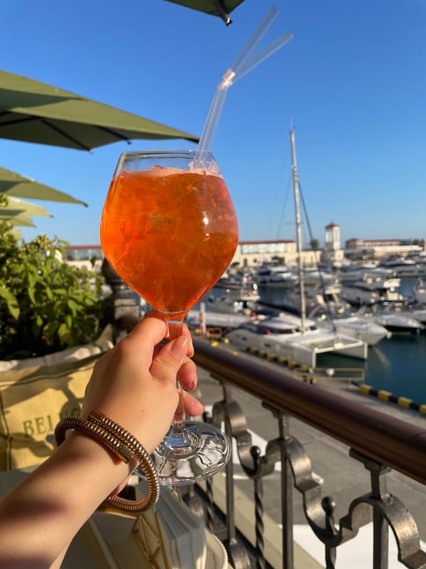 Afternoon drinks and marina views at Sochi's Grand Marina