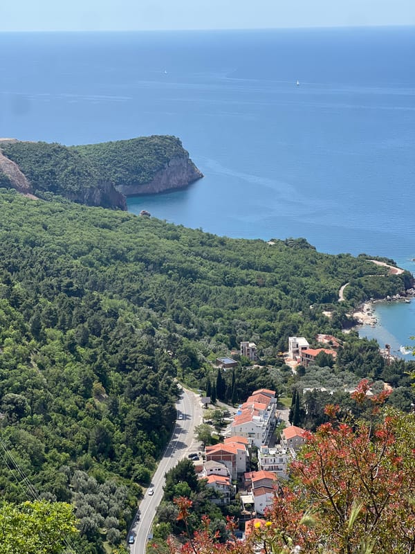 Aerial views captured of Sveti Stefan island resort Montenegro