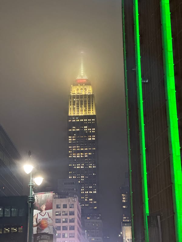 NYC rodeo and foggy Empire State Building captured overnight
