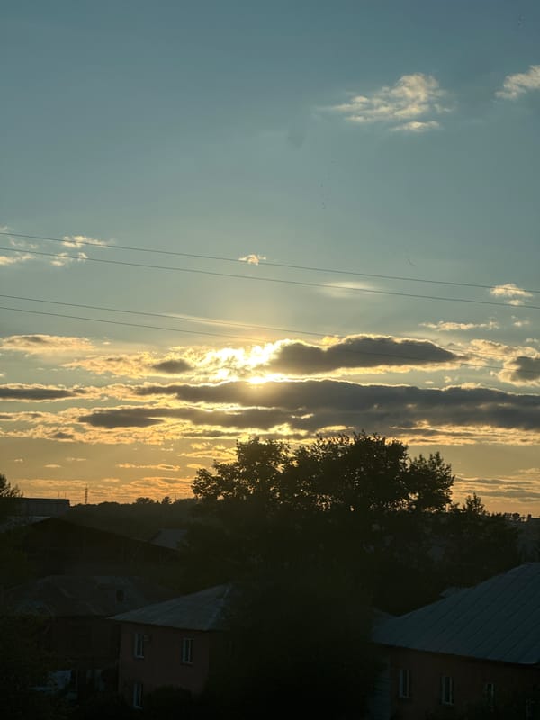 Sunset observed through clouds in Biysk, Russia