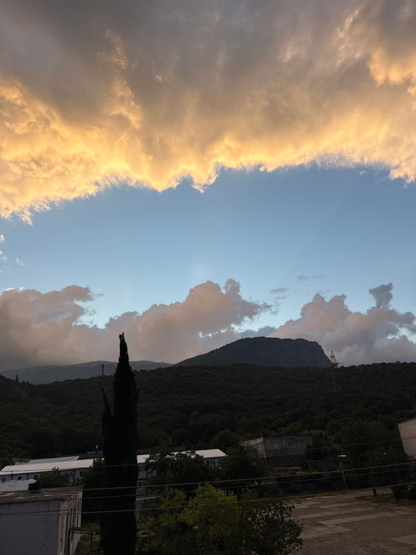 Sunset over Malyi Mayak's coastal edges, paths and open sky