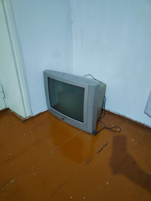 Moody CRT television edit with retro text overlays