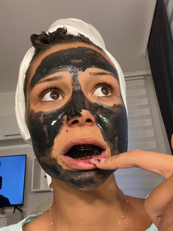 Charcoal face mask selfies in Zlatograd, Bulgaria