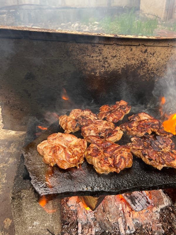 Outdoor grilling session documented in Smolyan, Bulgaria