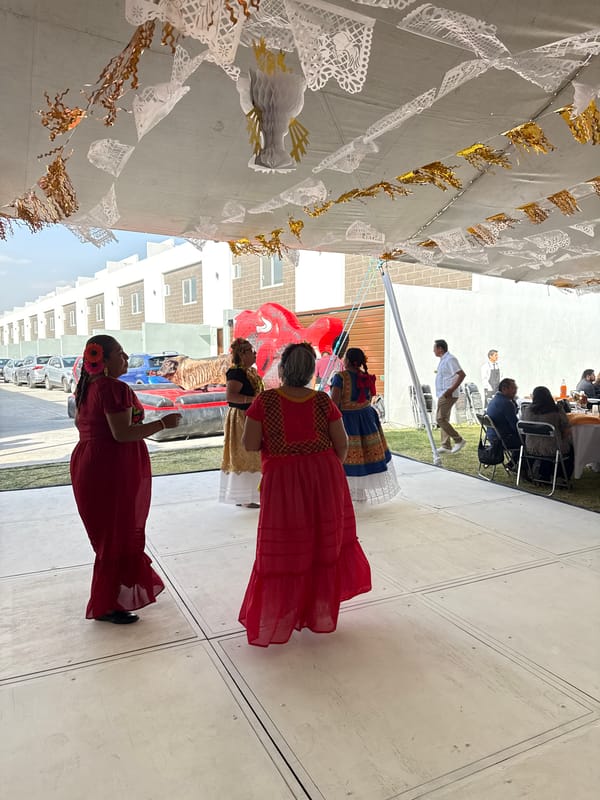 Traditional celebration with colorful dress in Puebla Mexico