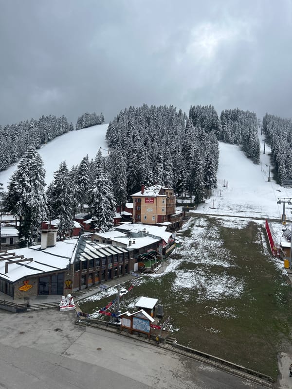 Late spring snow blankets Samokov ski resort in Bulgaria