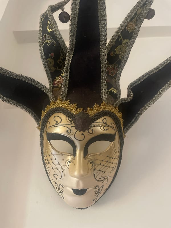 Venetian jester mask photographed in Mumbai