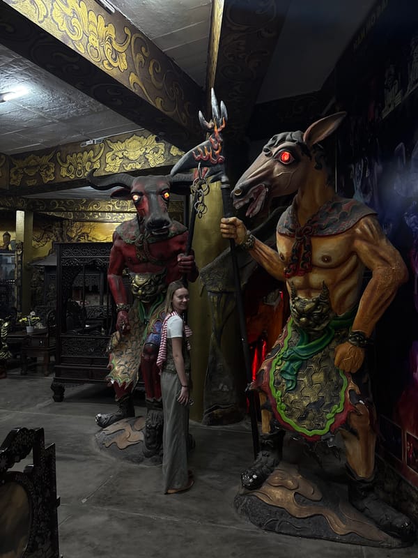 Tourist visits ornate Buddhist temple complex in Xuân Thành, Vietnam
